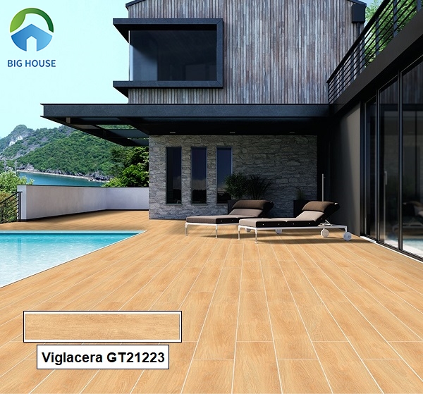 Gạch giả gỗ ngoài trời Viglacera GT21223 sáng màu tạo điểm nhấn nổi bật cho không gian. 