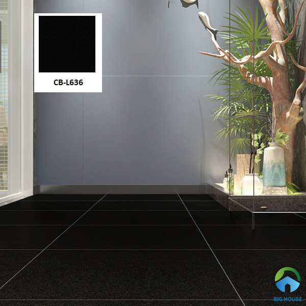 Tiếp theo là mẫu gạch Viglacera CB L636 đen mờ kích thước 60x60 cho không gian phòng khách, bếp