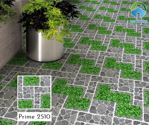 Mẫu gạch Prime 2510 họa tiết giả cỏ tạo cảm giác tươi mát cho không gian sân vườn 